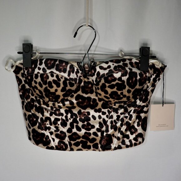 NEW Superdown Ollie Bustier Top Leopard Print - Size S - Picture 5 of 11